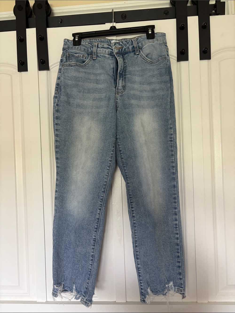 Time and tru Light Blue Relaxed Jeans with Distressed Hem